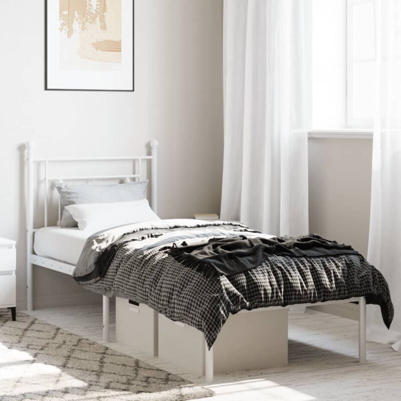 foto del prodotto giroletto senza materaso con testiera metallo bianco 75x190 cm vidaxl