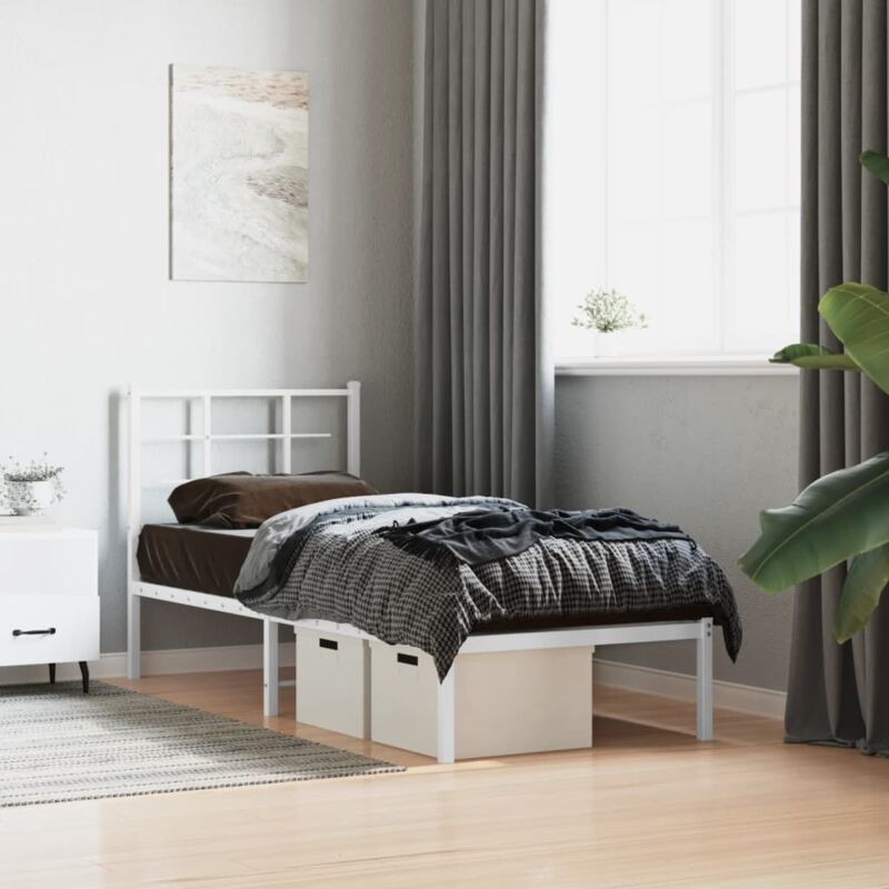foto del prodotto giroletto senza materaso con testiera metallo bianco 75x190 cm vidaxl