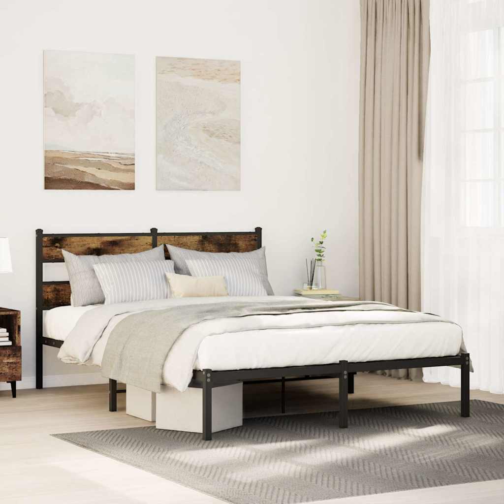 foto del prodotto giroletto senza materaso in metallo rovere fumo 140x190 cm