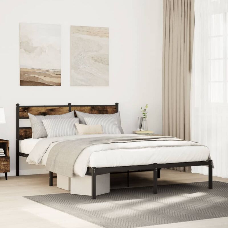 foto del prodotto giroletto senza materaso in metallo rovere fumo 160x200 cm vidaxl