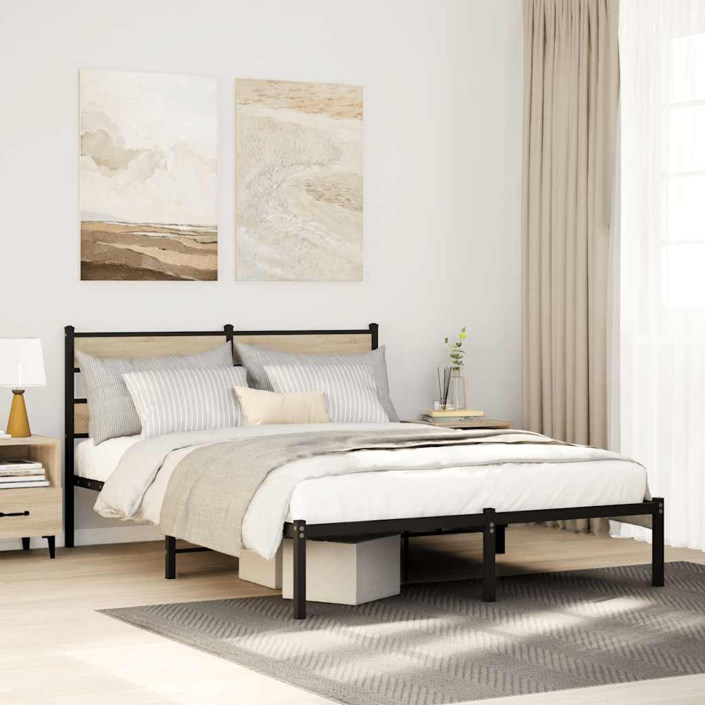 foto del prodotto giroletto senza materaso in metallo rovere sonoma 140x190 cm