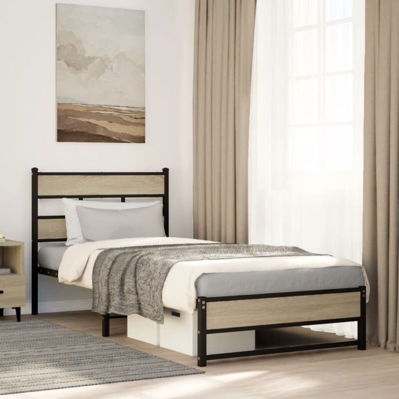 foto del prodotto giroletto senza materaso in metallo rovere sonoma 80x200 cm vidaxl