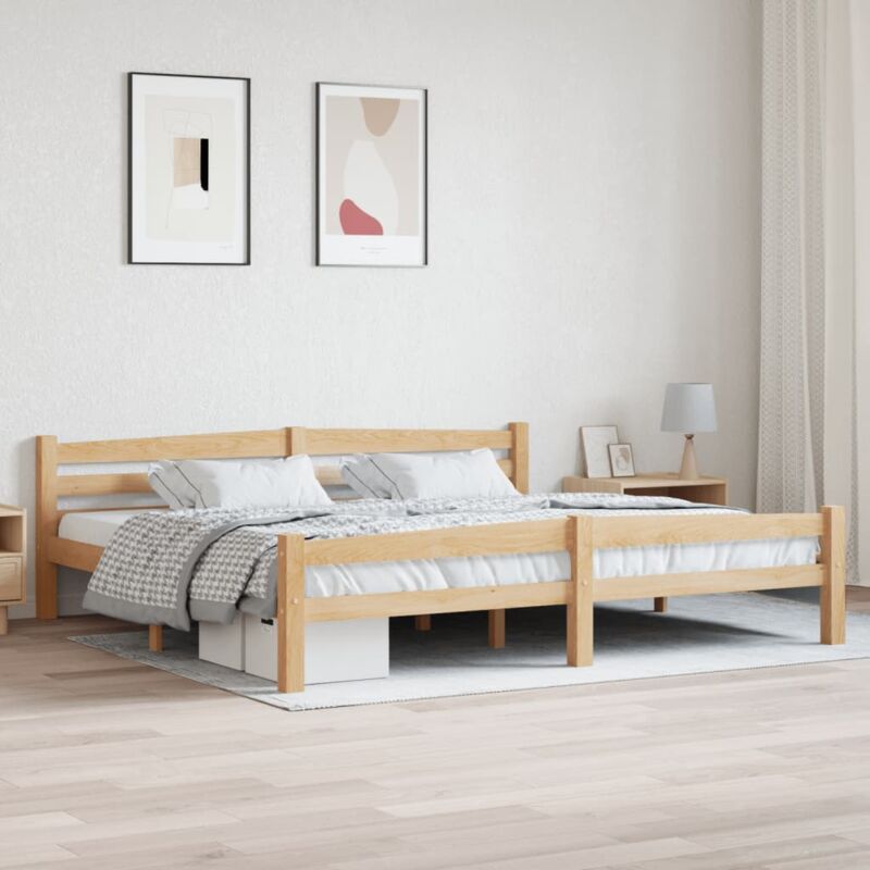 foto del prodotto giroletto senza materasso 200x200 cm in legno massello pino vidaxl