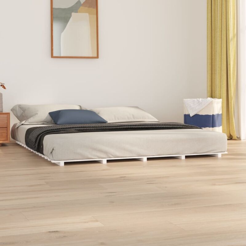 foto del prodotto giroletto senza materasso bianco 200x200 cm legno massello pino vidaxl