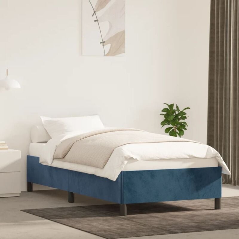 foto del prodotto giroletto senza materasso blu scuro 100x200 cm in velluto vidaxl