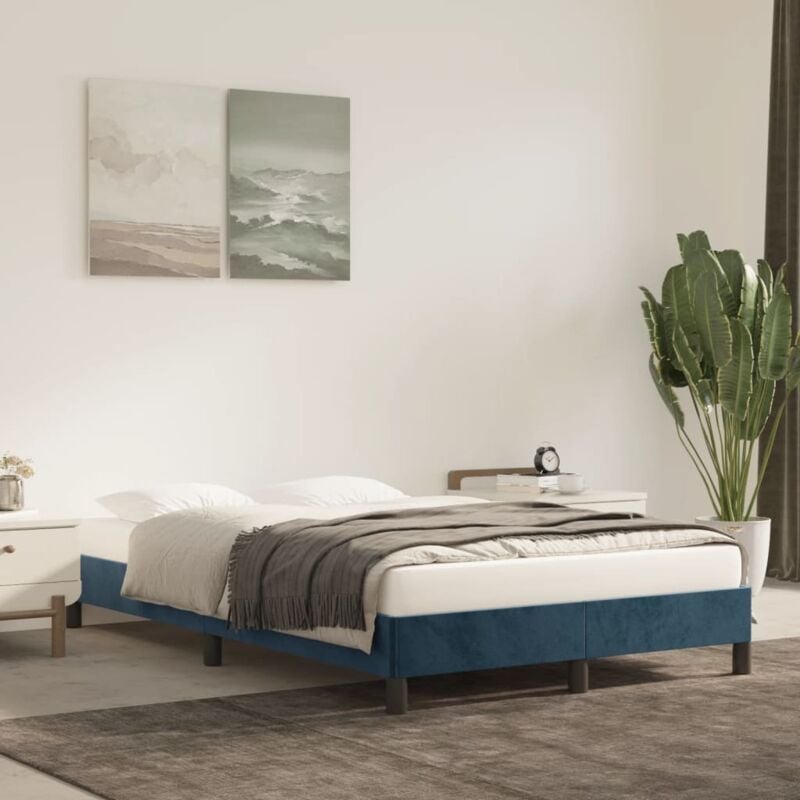 foto del prodotto giroletto senza materasso blu scuro 120x190 cm velluto vidaxl