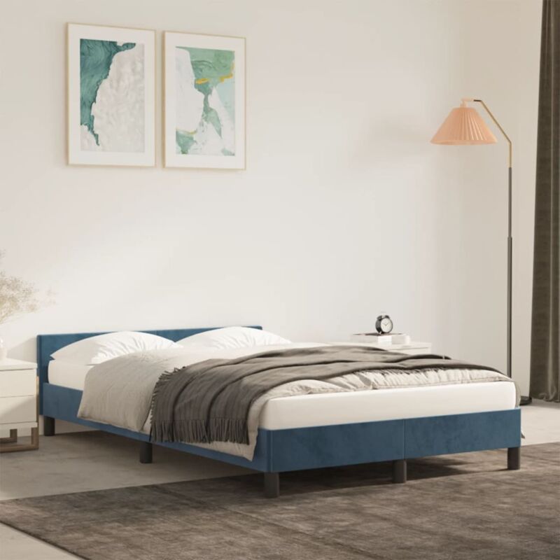 foto del prodotto giroletto senza materasso blu scuro 120x190 cm velluto vidaxl