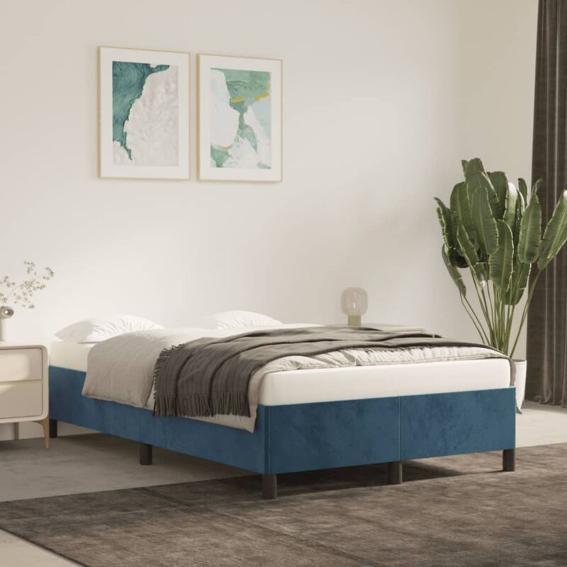 foto del prodotto giroletto senza materasso blu scuro 120x200 cm in velluto vidaxl