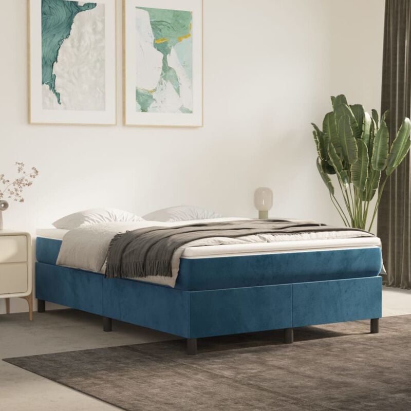 foto del prodotto giroletto senza materasso blu scuro 140x190 cm in velluto vidaxl