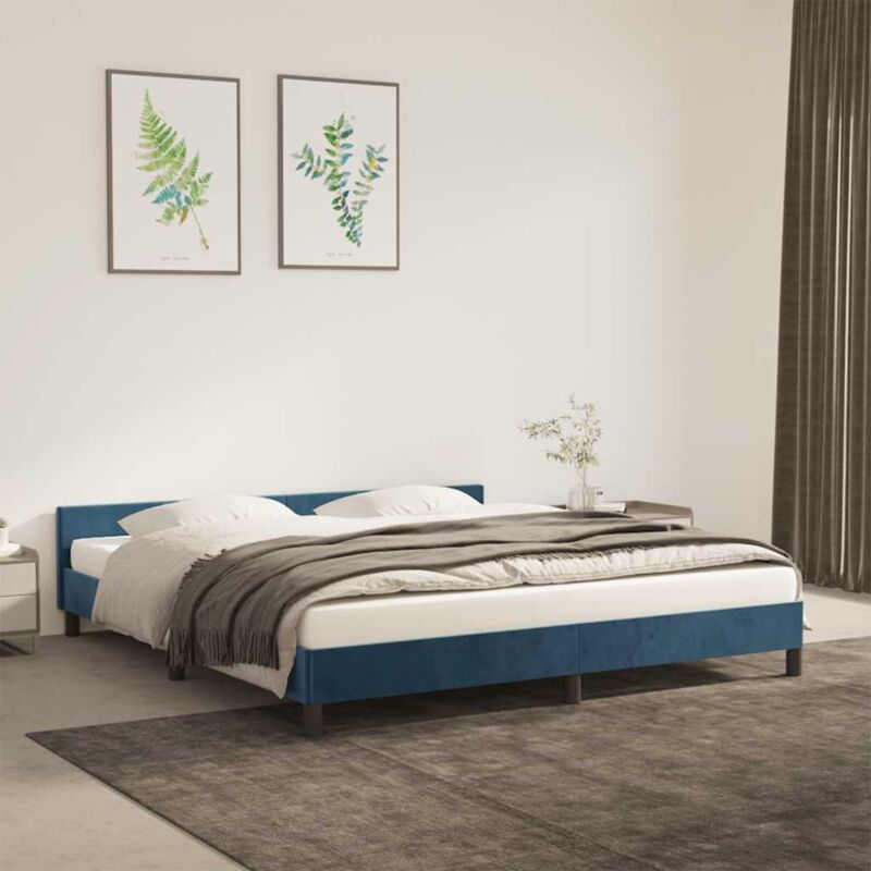 foto del prodotto giroletto senza materasso blu scuro 180x200 cm in velluto vidaxl