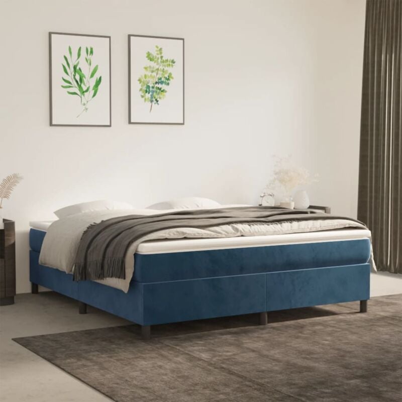 foto del prodotto giroletto senza materasso blu scuro 180x200 cm in velluto vidaxl