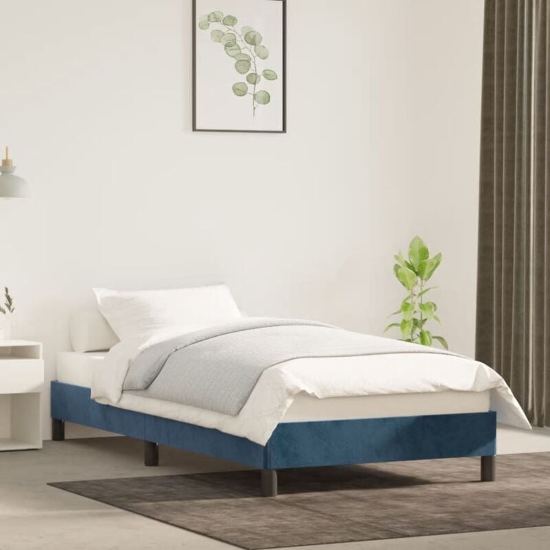foto del prodotto giroletto senza materasso blu scuro 90x190 cm in velluto vidaxl