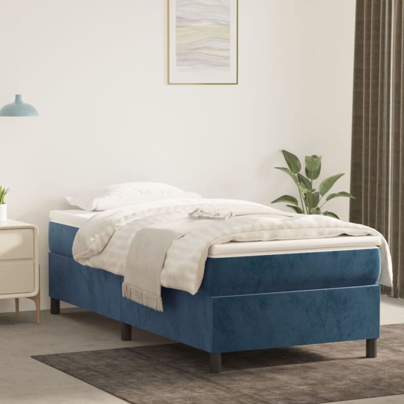 foto del prodotto giroletto senza materasso blu scuro 90x190 cm in velluto vidaxl