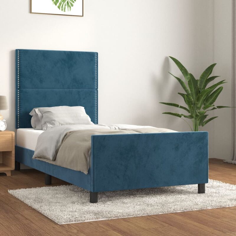 foto del prodotto giroletto senza materasso blu scuro 90x190 cm in velluto vidaxl