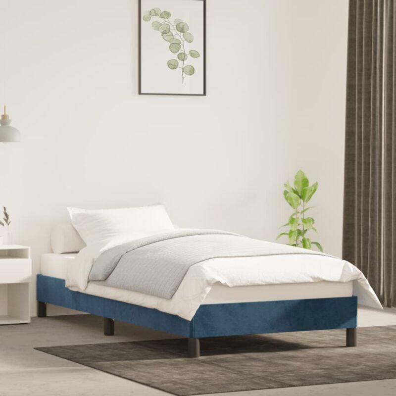 foto del prodotto giroletto senza materasso blu scuro 90x200 cm in velluto vidaxl