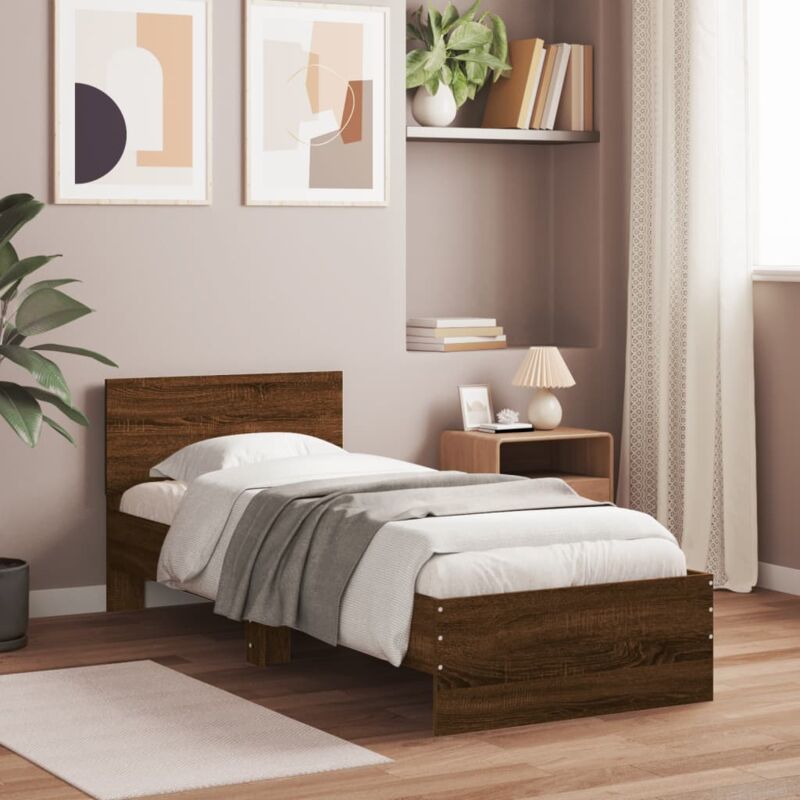 foto del prodotto giroletto senza materasso con testiera rovere marrone 75x190 cm vidaxl