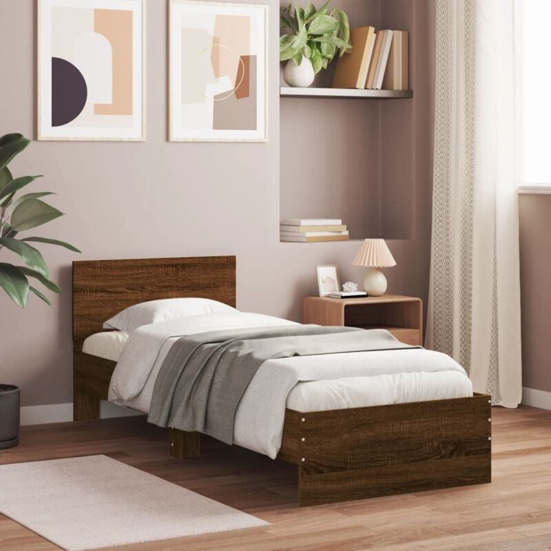 foto del prodotto giroletto senza materasso con testiera rovere marrone 90x190 cm vidaxl