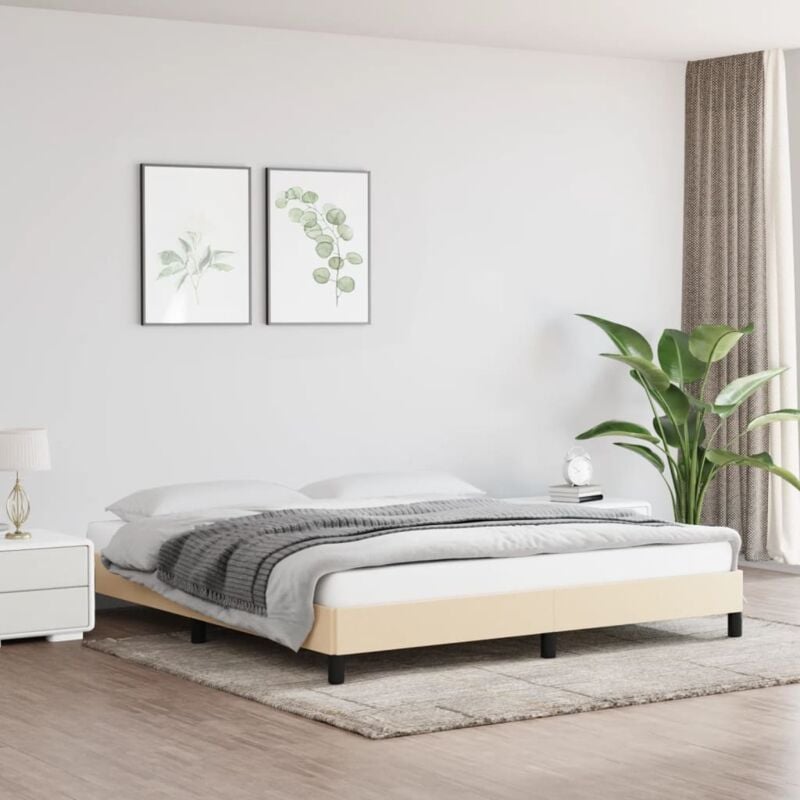 foto del prodotto giroletto senza materasso crema 160x200 cm in tessuto vidaxl