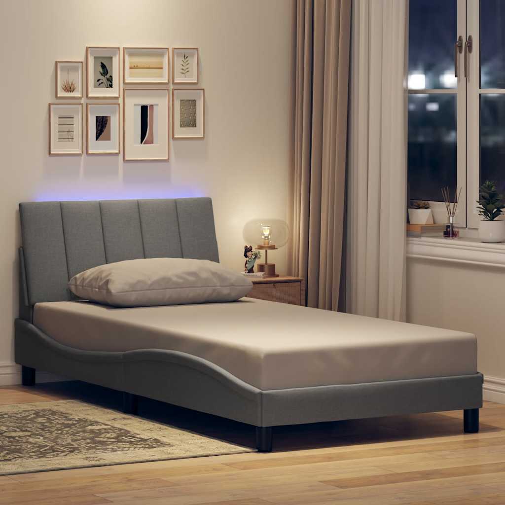 foto del prodotto giroletto senza materasso grigio chiaro 100x200 cm tessuto