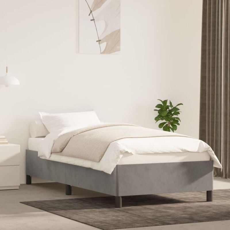 foto del prodotto giroletto senza materasso grigio chiaro 100x200 cm velluto vidaxl