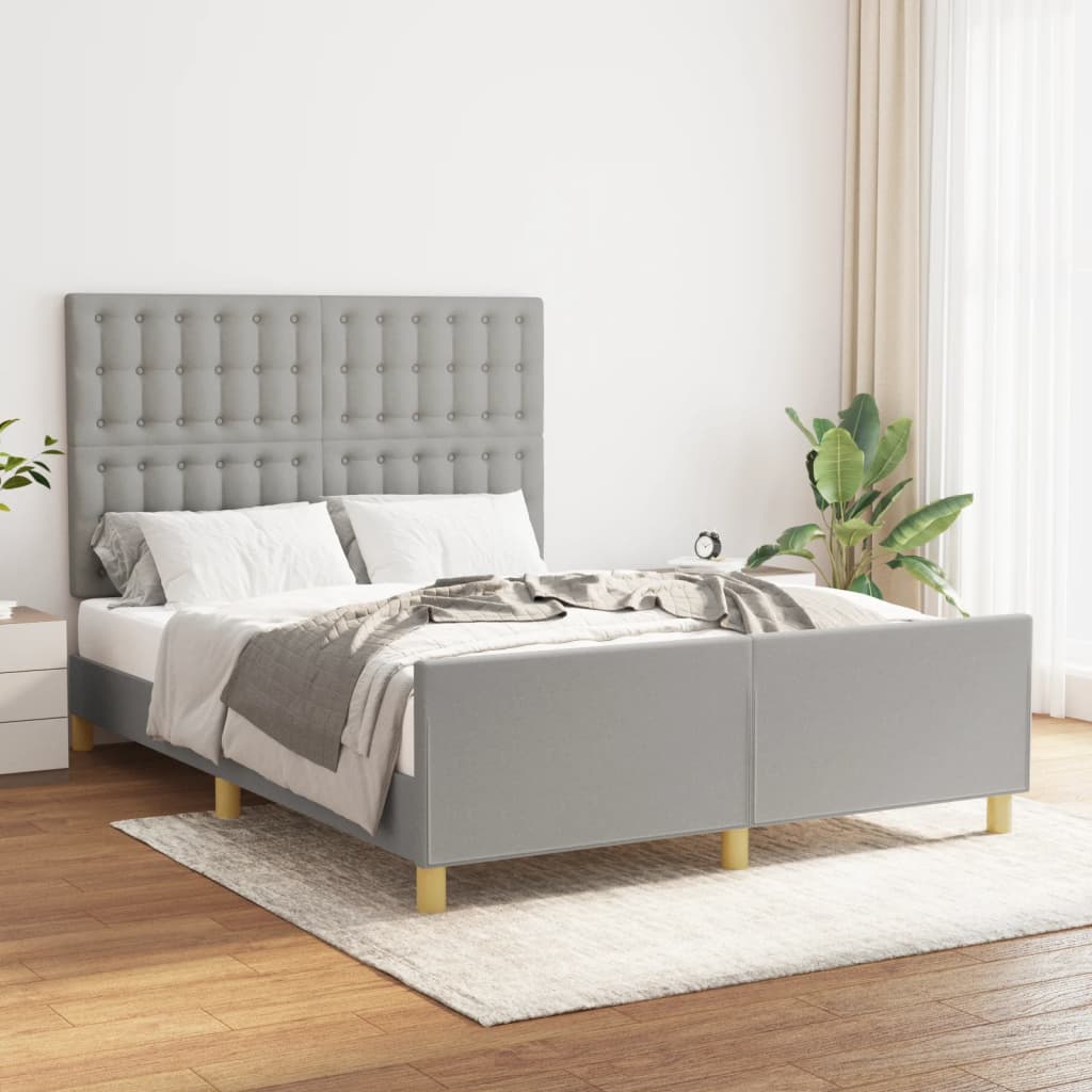foto del prodotto giroletto senza materasso grigio chiaro 140x190 cm tessuto