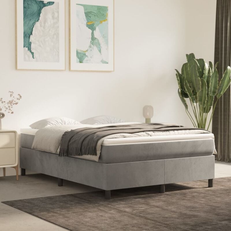foto del prodotto giroletto senza materasso grigio chiaro 140x200 cm velluto vidaxl