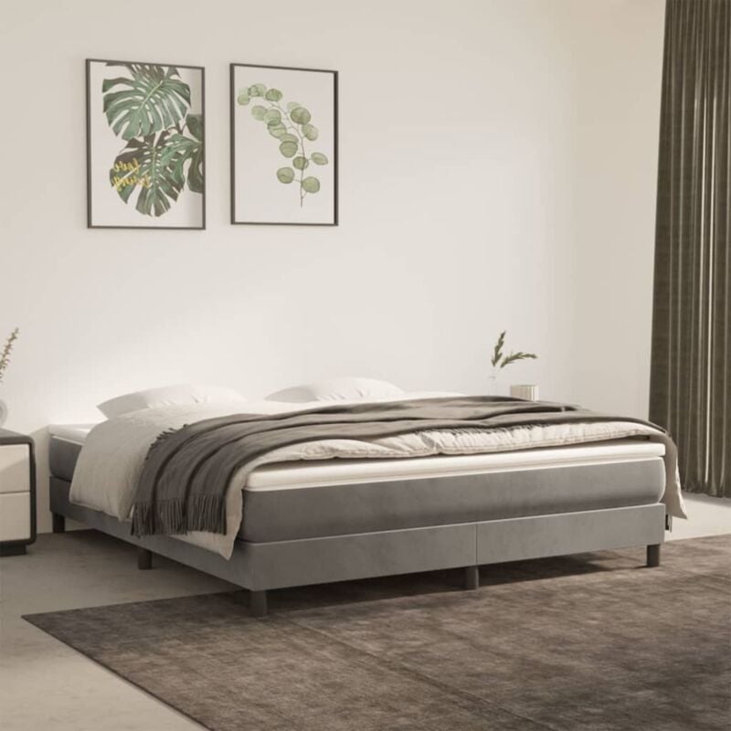 foto del prodotto giroletto senza materasso grigio chiaro 160x200 cm velluto vidaxl
