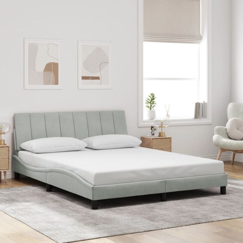 foto del prodotto giroletto senza materasso grigio chiaro 160x200 cm velluto vidaxl