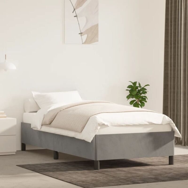 foto del prodotto giroletto senza materasso grigio chiaro 90x190 cm velluto - vidaxl