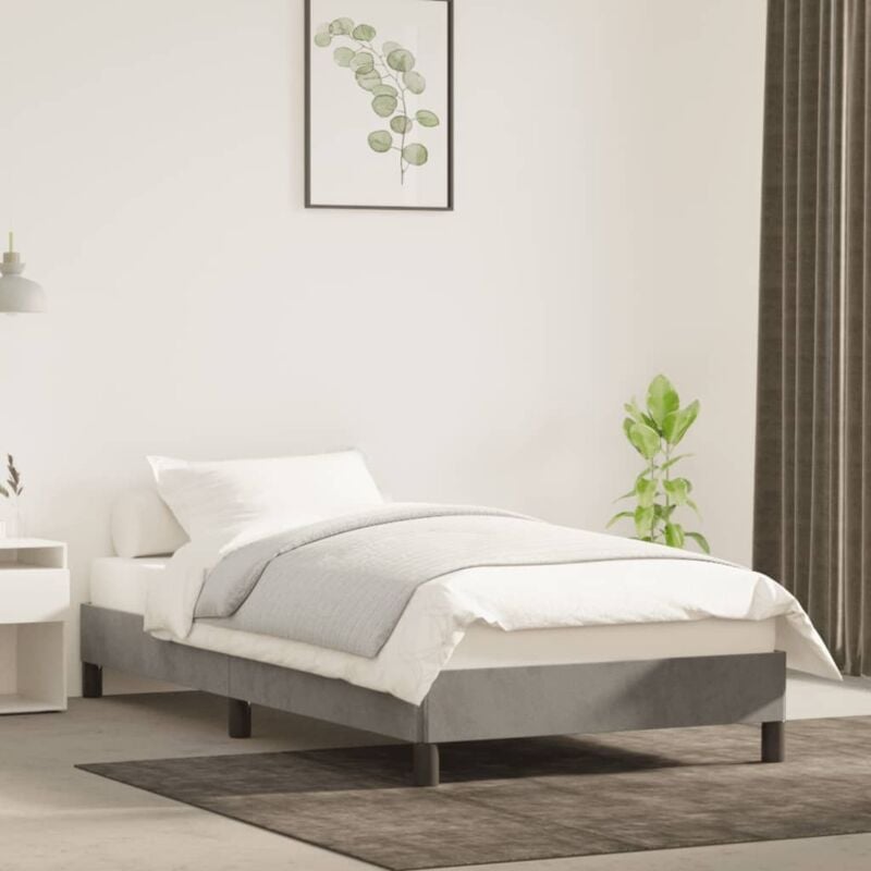 foto del prodotto giroletto senza materasso grigio chiaro 90x200 cm velluto vidaxl