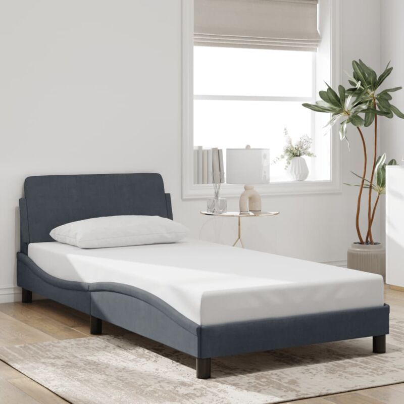 foto del prodotto giroletto senza materasso grigio scuro 100x200 cm velluto vidaxl