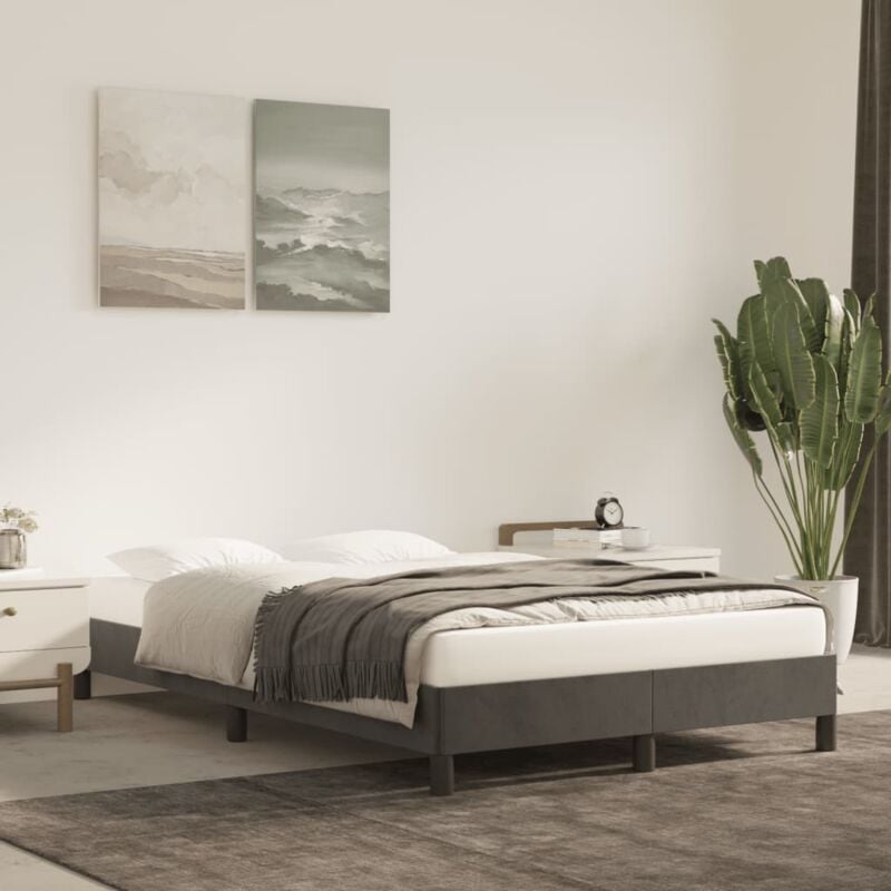 foto del prodotto giroletto senza materasso grigio scuro 120x190 cm velluto vidaxl