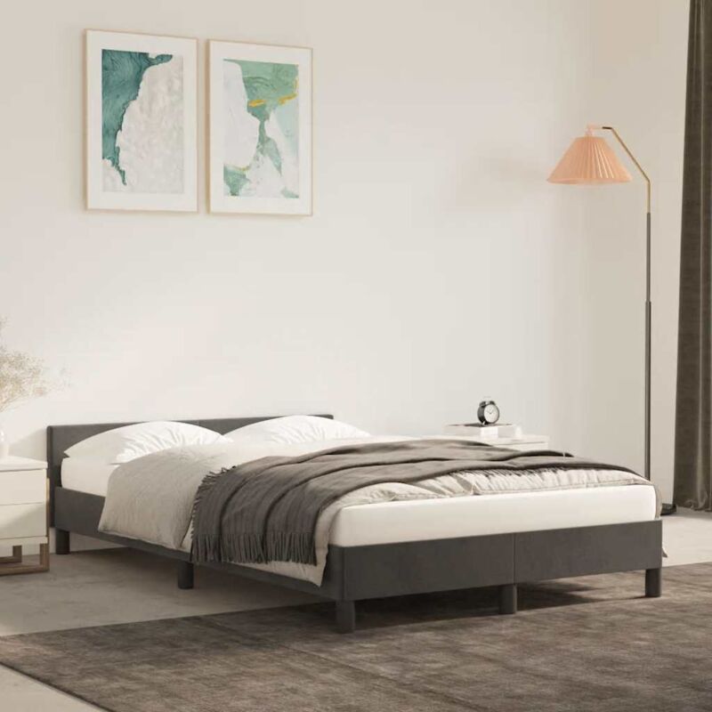 foto del prodotto giroletto senza materasso grigio scuro 120x200 cm velluto - vidaxl