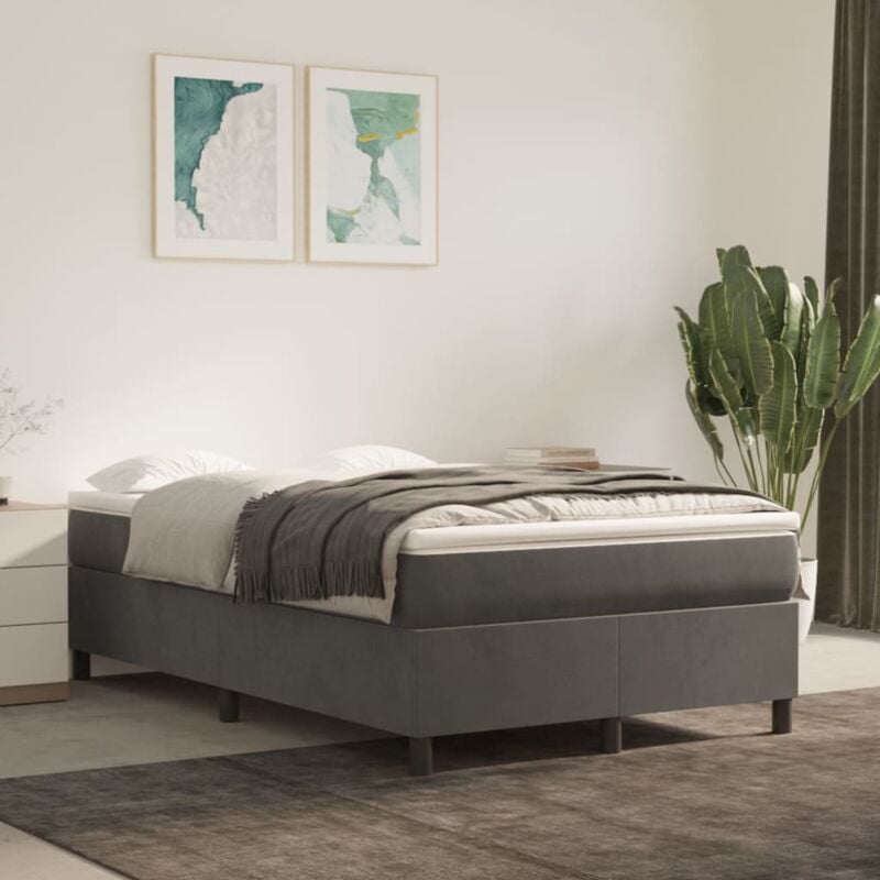 foto del prodotto giroletto senza materasso grigio scuro 120x200 cm velluto vidaxl