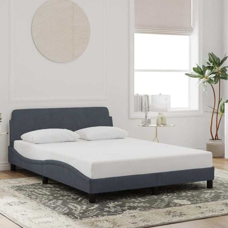 foto del prodotto giroletto senza materasso grigio scuro 140x190 cm velluto vidaxl