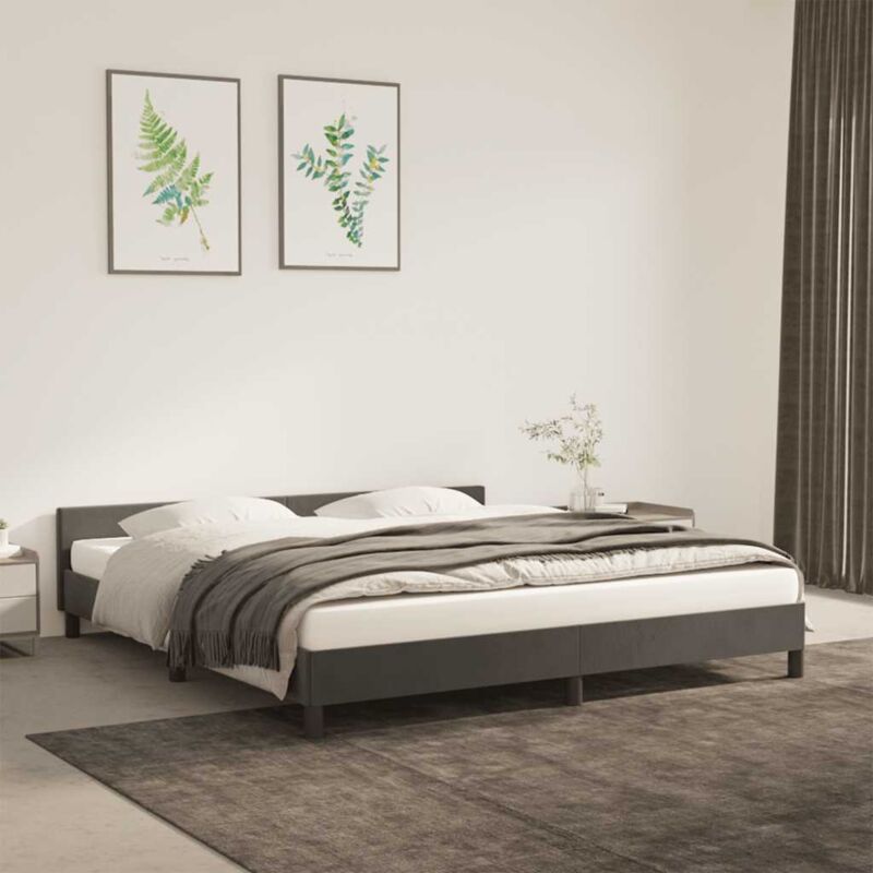 foto del prodotto giroletto senza materasso grigio scuro 160x200 cm velluto vidaxl