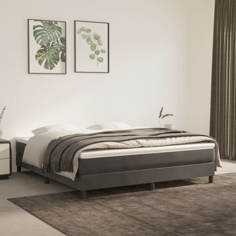 foto del prodotto giroletto senza materasso grigio scuro 160x200 cm velluto vidaxl