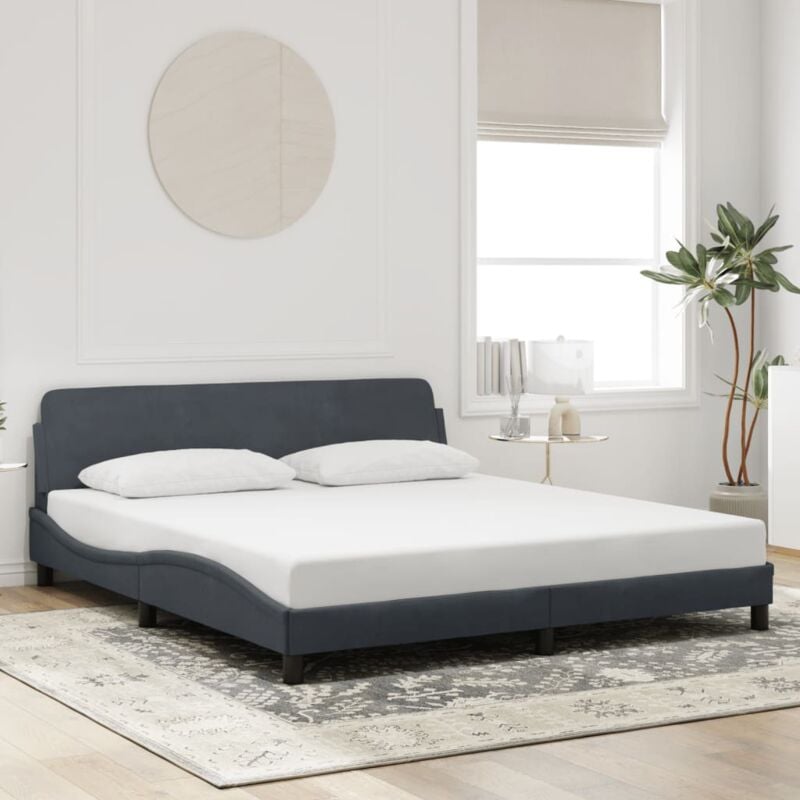 foto del prodotto giroletto senza materasso grigio scuro 180x200 cm velluto vidaxl