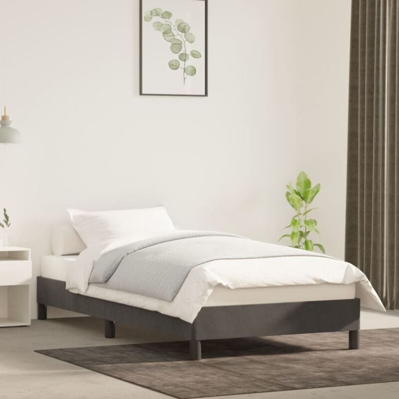 foto del prodotto giroletto senza materasso grigio scuro 80x200 cm velluto vidaxl