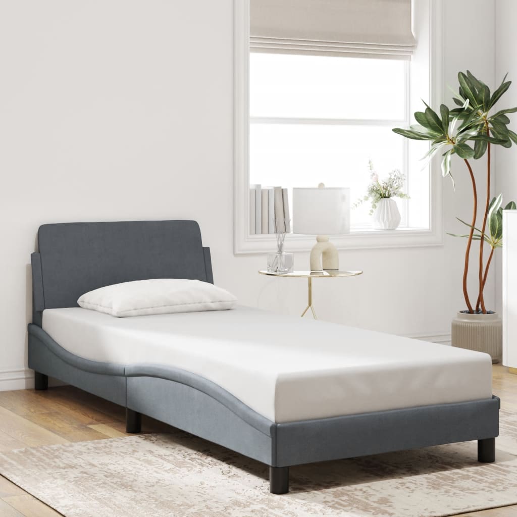 foto del prodotto giroletto senza materasso grigio scuro 90x190 cm velluto