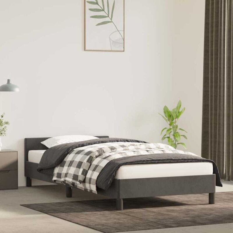 foto del prodotto giroletto senza materasso grigio scuro 90x200 cm velluto vidaxl