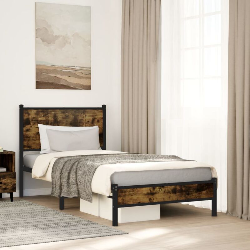 foto del prodotto giroletto senza materasso in metallo rovere fumo 75x190 cm vidaxl