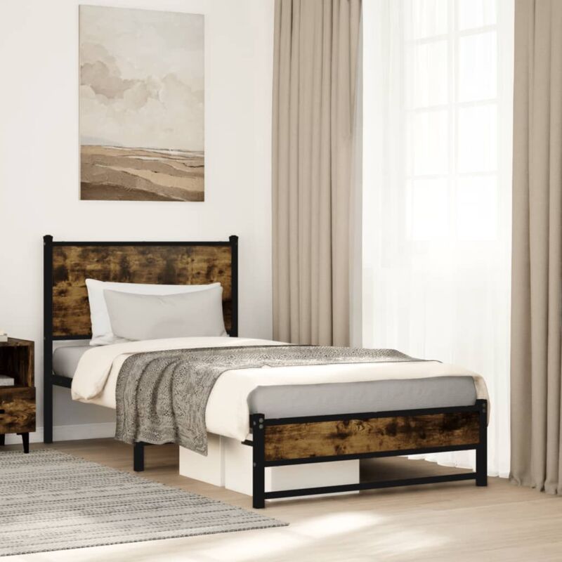 foto del prodotto giroletto senza materasso in metallo rovere fumo 75x190 cm vidaxl