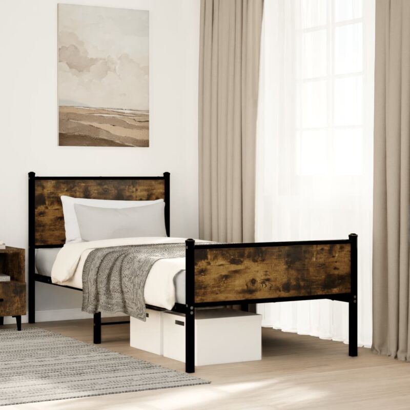foto del prodotto giroletto senza materasso in metallo rovere fumo 75x190 cm vidaxl