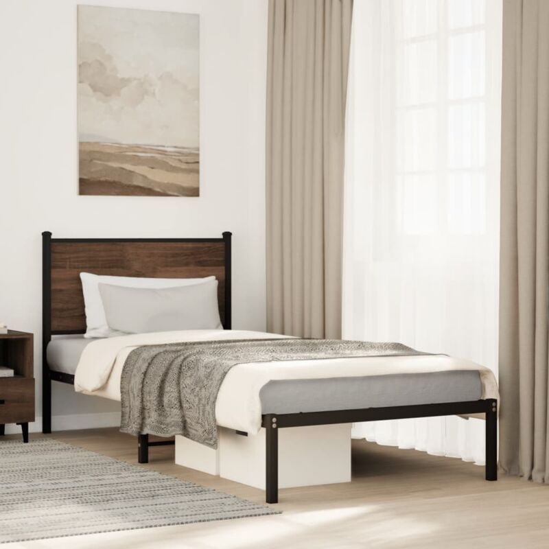 foto del prodotto giroletto senza materasso in metallo rovere marrone 80x200 cm vidaxl