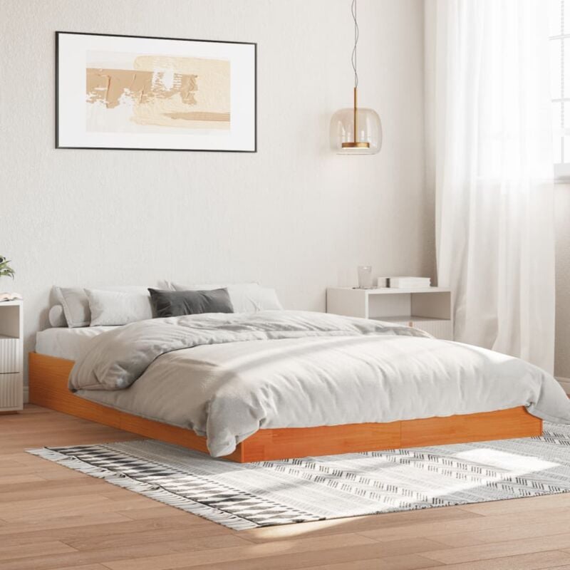 foto del prodotto giroletto senza materasso marrone cera 160x200 cm legno di pino vidaxl