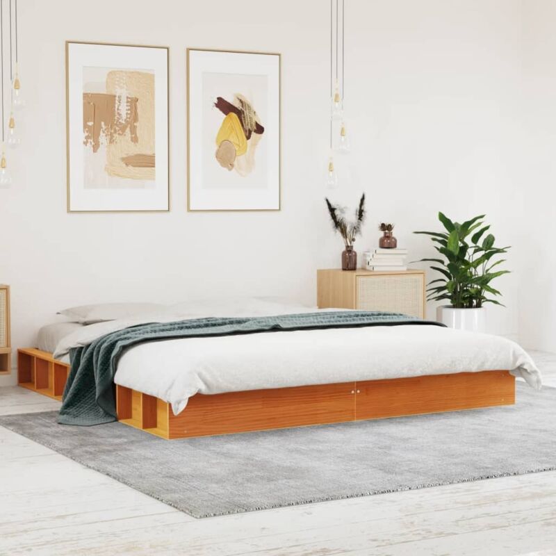 foto del prodotto giroletto senza materasso marrone cera 200x200 cm legno di pino vidaxl