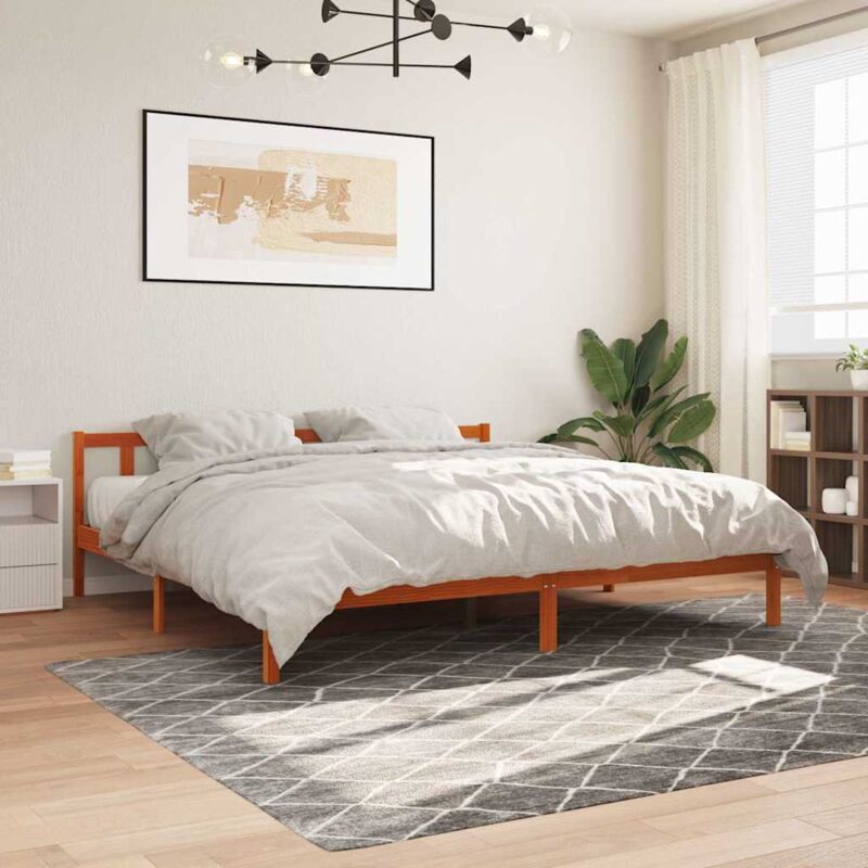 foto del prodotto giroletto senza materasso marrone cera 200x200 cm legno di pino vidaxl