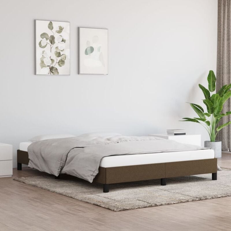 foto del prodotto giroletto senza materasso marrone scuro 140x190 cm tessuto vidaxl
