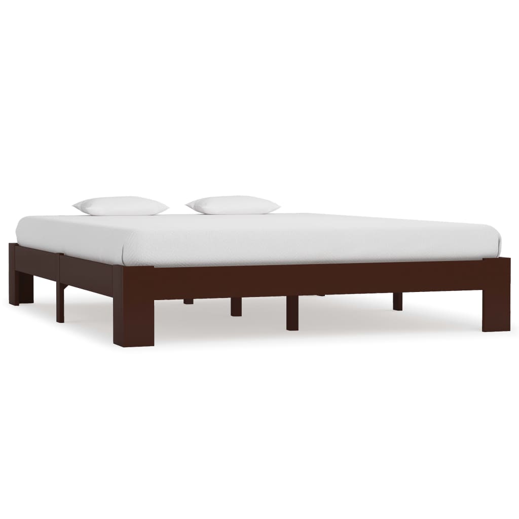 foto del prodotto giroletto senza materasso marrone scuro 160x200 cm legno pino
